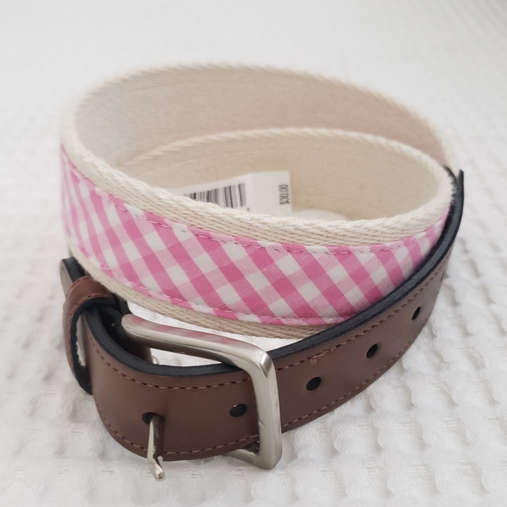 KAI pink gingham ivory leather belt S